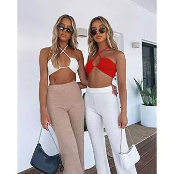 Stylish Criss Cross Lace Up Crop Top for Women