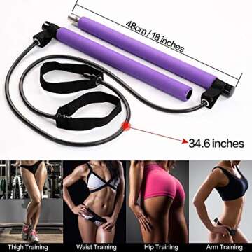 Pilates Bar Kit Workout Band Exercise Bar for Home Workout for Women