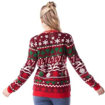 Giggling Getup Nordic Christmas Sweaters for Women, Light Up Christmas Sweater, Reindeer Ugly Christ...