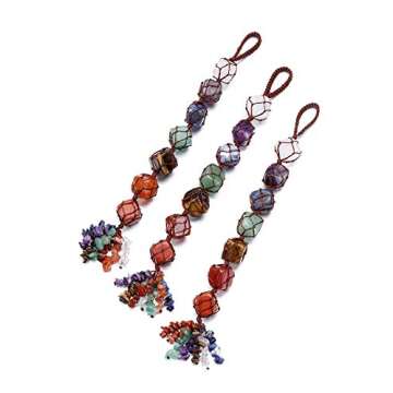 CrystalTears 7 Chakra Crystals Car Hanging Ornament Reiki Healing Chakra Gemstone Window Home Car Decoration Ornament for Yoga Meditation Christmas Decorations Feng Shui
