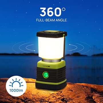 LED Camping Lantern Rechargeable, Consciot Camping Lights, 1000LM, 4 Light Modes, 4400mAh Power Bank, IPX4 Waterproof Tent Lights, Dimmable Flashlight for Emergency, Power Outages, USB Cable Included