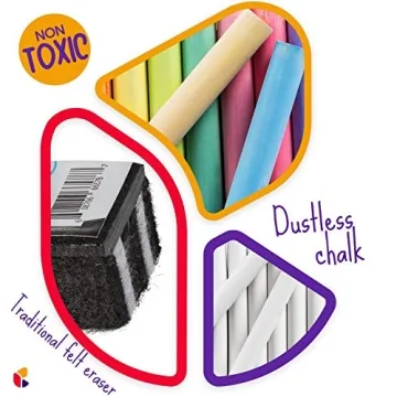 Kedudes 24pk Dustless Chalk with Eraser - Mess Free