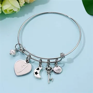 Elegant M MOOHAM Personalized Initial Bracelet for Gifts