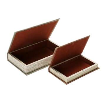 Creative Co-Op MDF & Canvas Book Storage Boxes, Set of 2 New England Landscapes