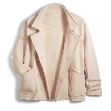 SeeLuNa Women Warm Pea Coat Notched Lapel Neck Cropped Double Breasted Overcoat