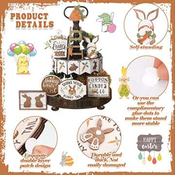 Amyhill 14 Pcs Easter Tiered Tray Decor Set Rustic