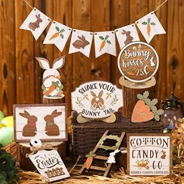 Amyhill 14 Pcs Easter Tiered Tray Decor Set Rustic