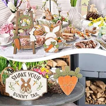 Amyhill 14 Pcs Easter Tiered Tray Decor Set Rustic