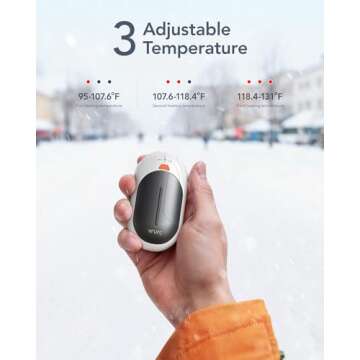 Camping Hand Warmers,VRURC Portable Hand Warmer,Hand Warmers Rechargeable 2 Pack,3000mAh Electric Portable Pocket Heater, Electric Hand Warmers for Hunting,Golf,Camping,Outdoor,Women Men Gift-White