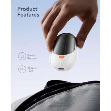 Camping Hand Warmers,VRURC Portable Hand Warmer,Hand Warmers Rechargeable 2 Pack,3000mAh Electric Portable Pocket Heater, Electric Hand Warmers for Hunting,Golf,Camping,Outdoor,Women Men Gift-White