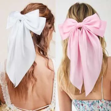 Velscrun 3Pcs Silk Satin Big Hair Bows for Women