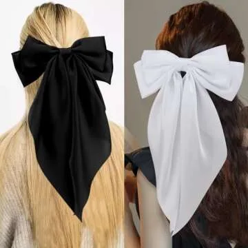 Velscrun 3Pcs Silk Satin Big Hair Bows for Women
