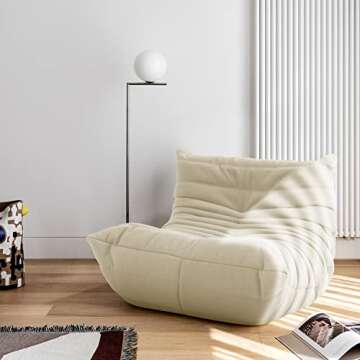 1inchome Fireside Chair, Soft Mohair Lounge Chair Lazy Floor Sofa Accent Bean Bag Couch for Living Room Corner Bedroom Salon Office Aldult