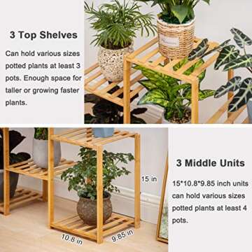 Bamboo 6 Tier Plant Stand Rack Multiple Flower Pot Holder Shelf Indoor Outdoor Planter Display shelving unit for Patio Garden Corner Balcony Living Room