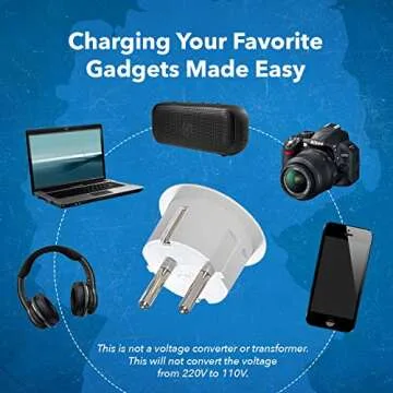 OREI American USA To European Plug Adapter – Type E/F Schuko Plug Adapter - Use in Germany, France, & More - CE Certified – For Mobile, Laptop & Camera Chargers - 6 Pack