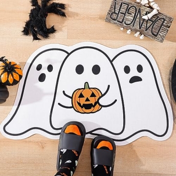 Truedays Halloween Door Mat - Adorable Ghost Design Welcome Rug