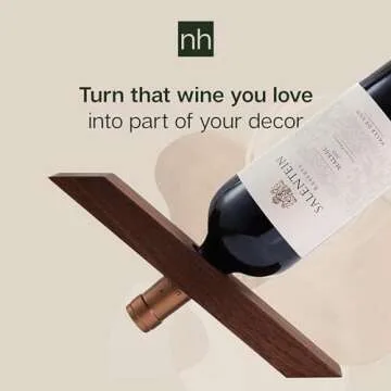 Northauz Floating Wine Holder, Cool Unique Floating Wine Bottle Holder Decorative, Wooden Floating W...
