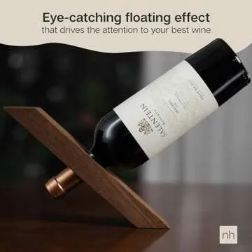Northauz Floating Wine Holder, Cool Unique Floating Wine Bottle Holder Decorative, Wooden Floating Wine Rack, Single Wine Bottle Holder, Wine Stand for Wine Decor, Wooden Wine Rack