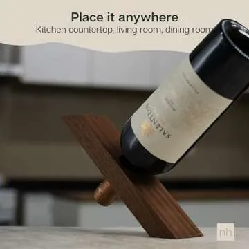 Northauz Floating Wine Holder, Cool Unique Floating Wine Bottle Holder Decorative, Wooden Floating Wine Rack, Single Wine Bottle Holder, Wine Stand for Wine Decor, Wooden Wine Rack