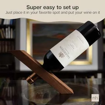 Northauz Floating Wine Holder, Cool Unique Floating Wine Bottle Holder Decorative, Wooden Floating Wine Rack, Single Wine Bottle Holder, Wine Stand for Wine Decor, Wooden Wine Rack