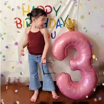 40 Inch Crown Pink Number 3 Balloon for Birthday Fun