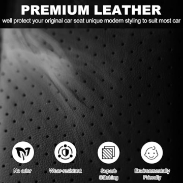 WEIZE Luxury Leather Car Seat Covers Full Set, Universal Seat Protectors Car Seat Cushion Waterproof Anti-Slip, Automotive Seat Covers Front Seats and Back Fit for Most Cars, Black