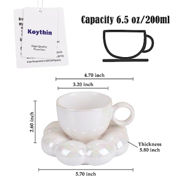 Koythin Cute Ceramic Mug Set with Flower Coaster for Your Coffee