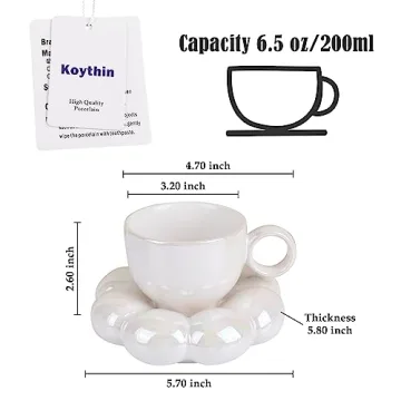 Koythin Cute Ceramic Mug Set with Flower Coaster for Your Coffee