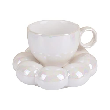 Koythin Cute Ceramic Mug Set with Flower Coaster for Your Coffee