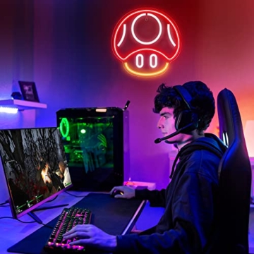 Kavaas Mushroom LED Neon Sign for Game Room Decor