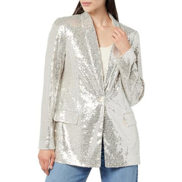 The Drop Silver Sequin Long Blazer for Women