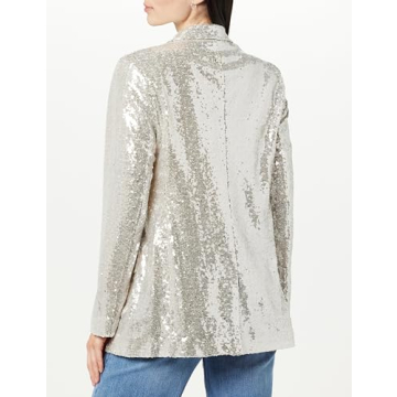 The Drop Silver Sequin Long Blazer for Women