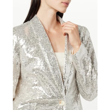 The Drop Silver Sequin Long Blazer for Women