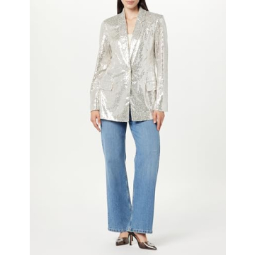 The Drop Silver Sequin Long Blazer for Women