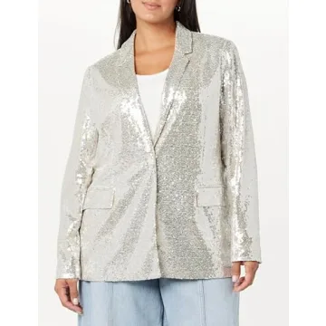 The Drop Silver Sequin Long Blazer for Women