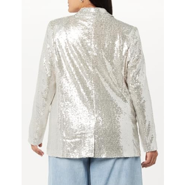 The Drop Silver Sequin Long Blazer for Women