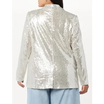 The Drop Silver Sequin Long Blazer for Women
