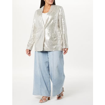 The Drop Silver Sequin Long Blazer for Women