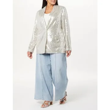The Drop Silver Sequin Long Blazer for Women