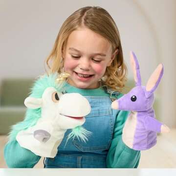 Bob Bilby and Unicorse Plush Puppets Exclusive 2 Pack | Bob Bilby and Unicorse are The Perfect Size to Fit onto Toddler's Hands | Made with Deluxe Fabrics and Featuring Embroidered Details