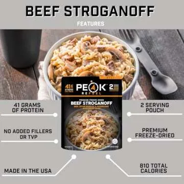 Peak Refuel Beef Stroganoff | Freeze Dried Backpacking and Camping Food | Amazing Taste | High Prote...