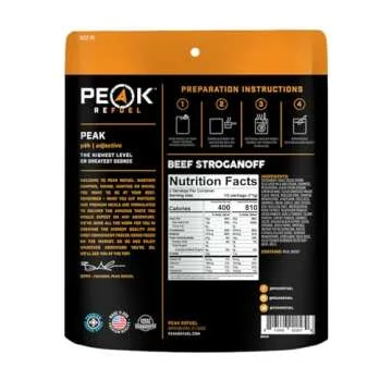 Peak Refuel Beef Stroganoff | Freeze Dried Backpacking and Camping Food | Amazing Taste | High Protein | Real Meat | Quick Prep Meals