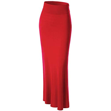 MBJ WB296 Women's Lightweight Floor Length Maxi Skirt - Stylish Red Elegance