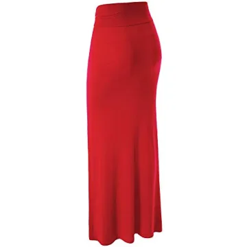 MBJ Women's Lightweight Red Floor Length Maxi Skirt