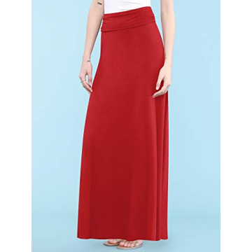 MBJ Women's Lightweight Red Floor Length Maxi Skirt
