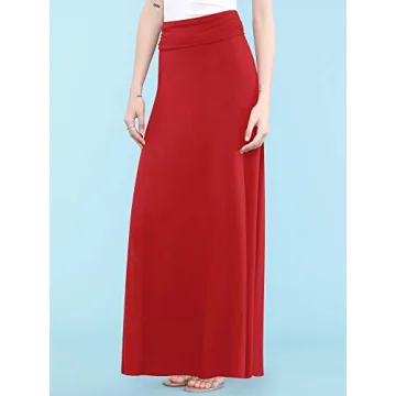 MBJ Women's Lightweight Red Floor Length Maxi Skirt