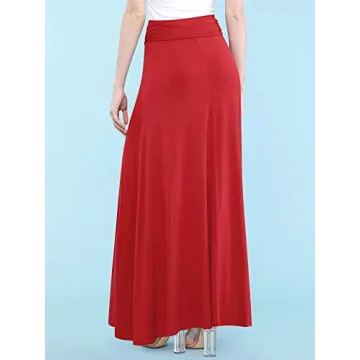 MBJ Women's Lightweight Red Floor Length Maxi Skirt