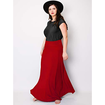 MBJ Women's Lightweight Red Floor Length Maxi Skirt