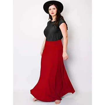 MBJ Women's Lightweight Red Floor Length Maxi Skirt