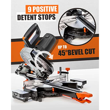 DWT 10" 15A Sliding Compound Miter Saw with Laser Guide